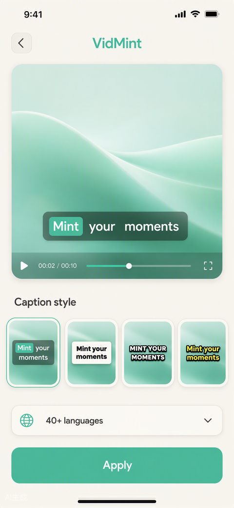 ショート動画上でアニメーション字幕を生成する VidMint 自動字幕